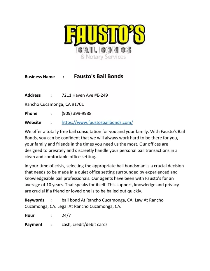 fausto s bail bonds