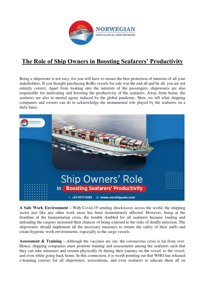 the role of ship owners in boosting seafarers