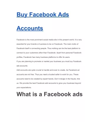 Buy Facebook Old Accounts For Ads