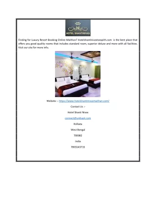 Luxury Resort Booking Online Maithon | Hotelshantinivasmaithan.com