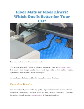 floor mats or floor liners which one is better