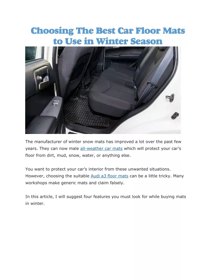choosing the best car floor mats to use in winter
