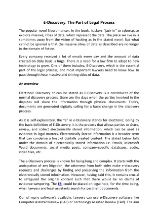 e discovery the part of legal process