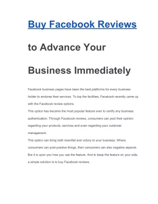 Buy Facebook Reviews to Advance Your Business Immediately