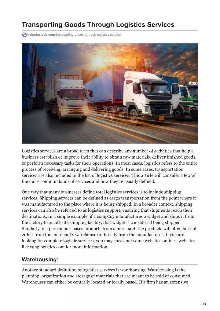 transporting goods through logistics services