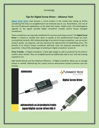 tips for digital screw driver advance tech