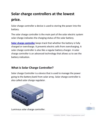 Solar charge controllers at the lowest price.