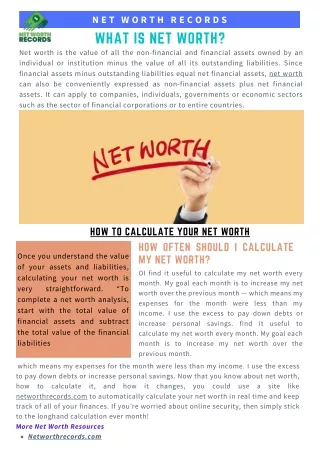 n e t w o r t h r e c o r d s what is net worth