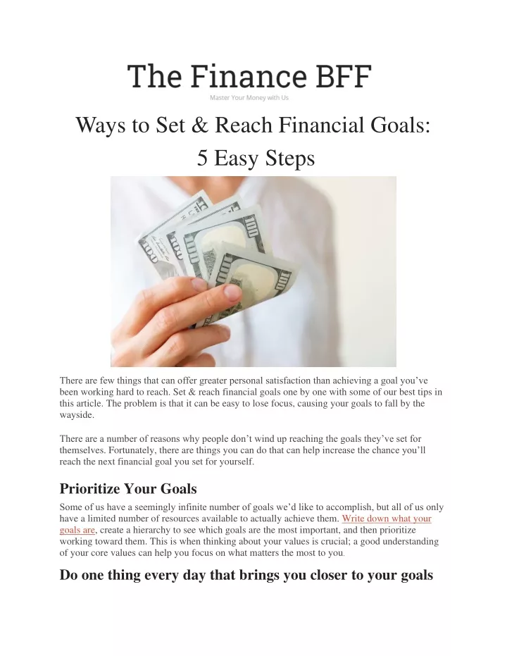 ways to set reach financial goals 5 easy steps