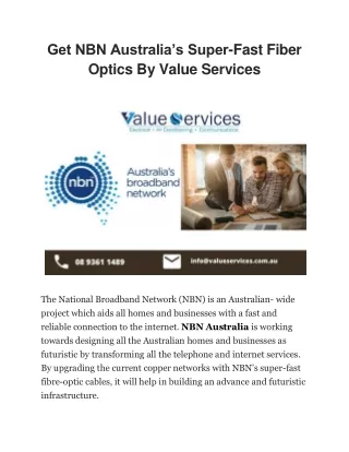 Get NBN Australia’s Super-Fast Fiber Optics By Value Services