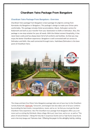 chardham yatra package from bangalore