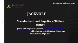 Jackvolt- Manufacturer And Supplier of lithium battery