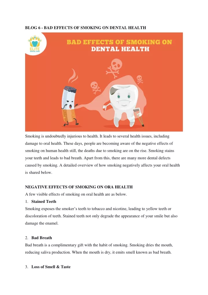 blog 6 bad effects of smoking on dental health