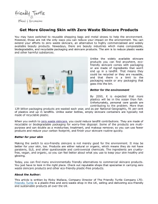 Get More Glowing Skin with Zero Waste Skincare Products