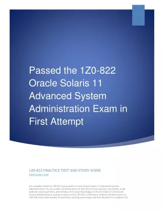passed the 1z0 822 oracle solaris 11 advanced