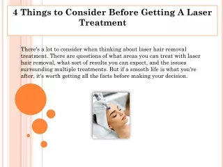4 Things to Consider Before Getting A Laser Treatment