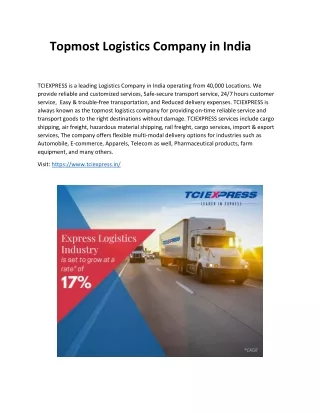 Topmost Logistics Company in India
