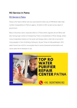RO Service in Patna RO Water Purifier Service:9297-909192