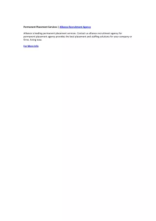 permanent placement services alliance recruitment