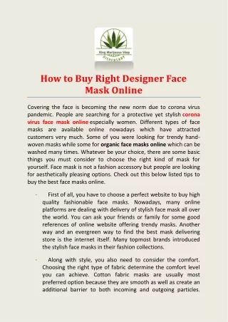 how to buy right designer face mask online