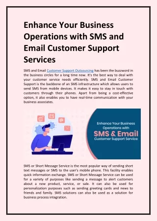 Enhance Your Business Operations with SMS and Email Customer Support Services