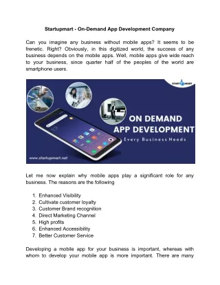 startupmart on demand app development company
