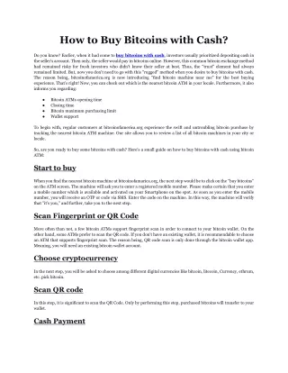 How to Buy Bitcoins with Cash