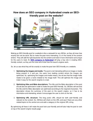 how does an seo company in hyderabad create