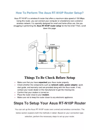 how to perform the asus rt n10p router setup