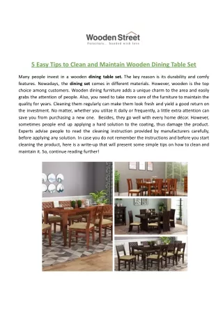 5 easy tips to clean and maintain wooden dining