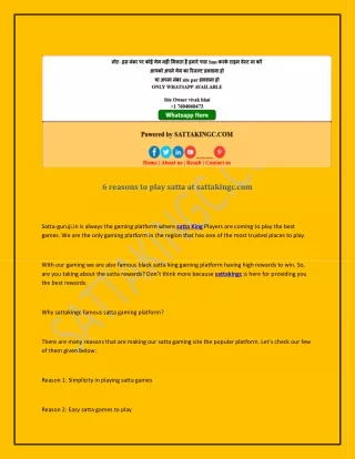 6 reasons to play satta at sattakingc com