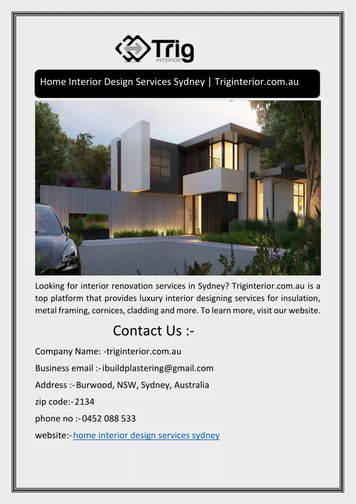 home interior design services sydney triginterior