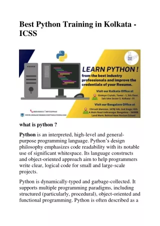 best python training in kolkata icss