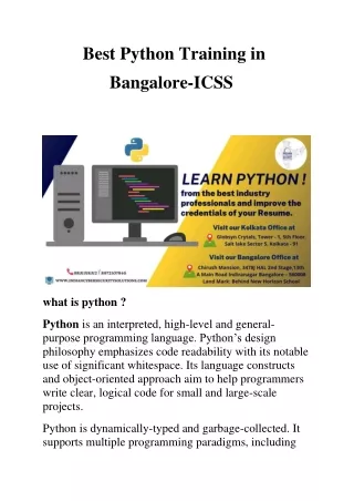 best python training in bangalore icss