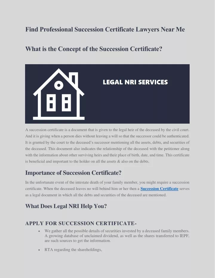 find professional succession certificate lawyers