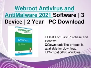 webroot antivirus and antimalware 2021 software 3 device 2 year pc download