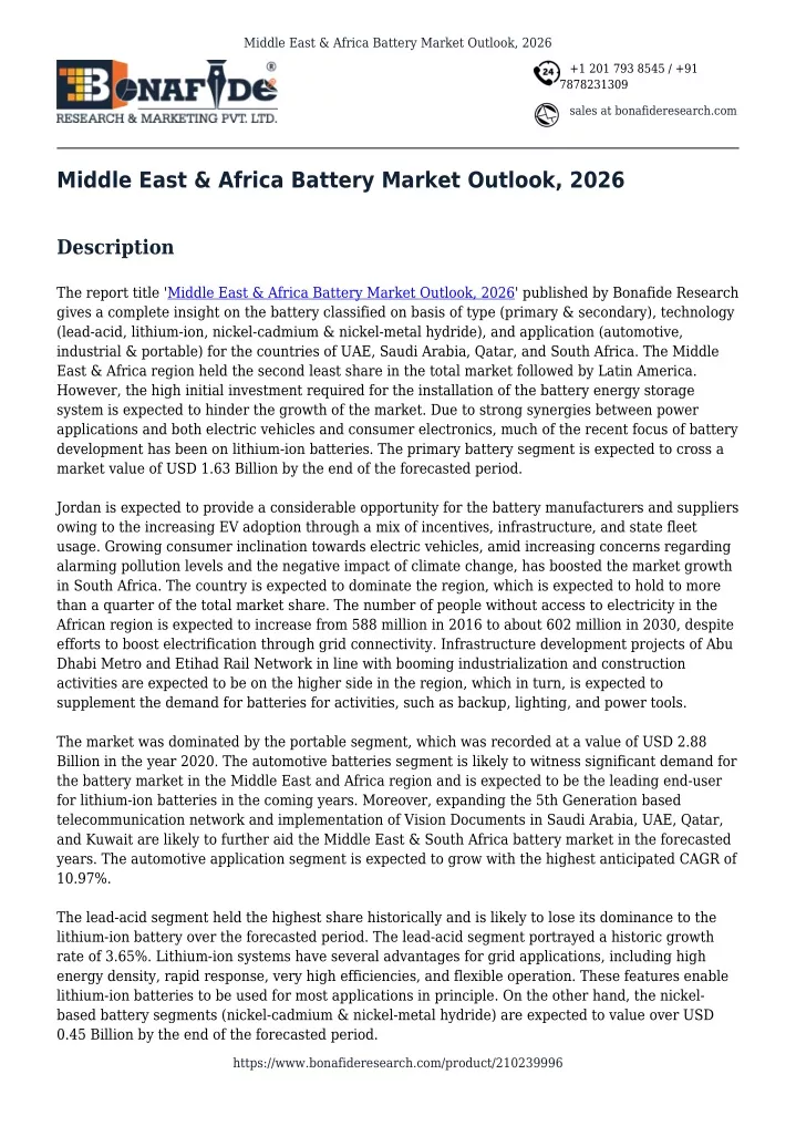 middle east africa battery market outlook 2026