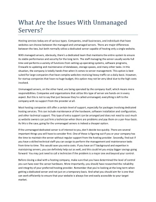 what are the issues with unmanaged servers