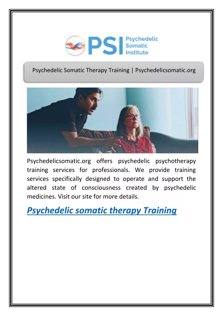 psychedelic somatic therapy training