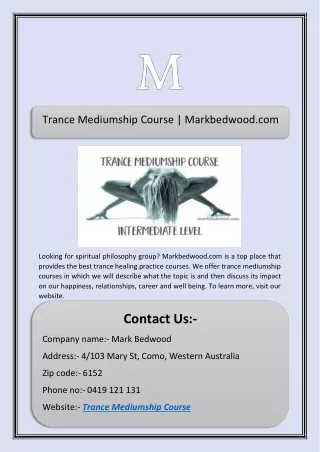 trance mediumship course markbedwood com