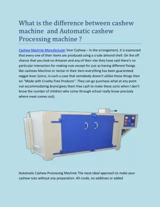 what is the difference between cashew machine