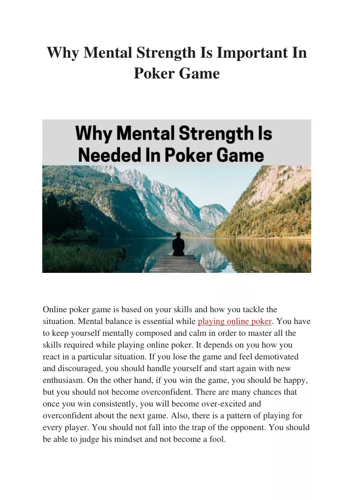 why mental strength is important in poker game