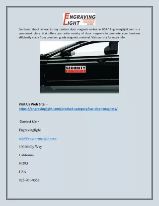 Buy Online Custom Car Door Magnet in USA | Engravinglight.com