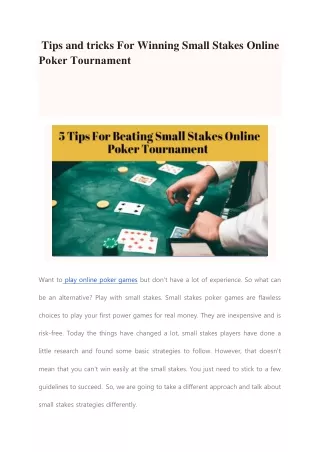 tips and tricks for winning small stakes online