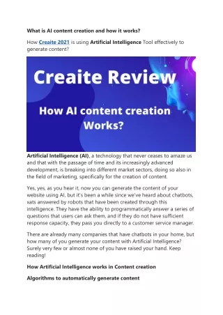 Creaite Review 2021 – New Artificial Intelligence Tool That Writes Content In 90 Seconds!