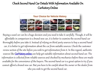 check second hand car details with information