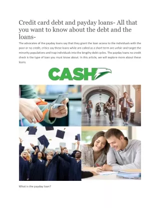 credit card debt and payday loans all that