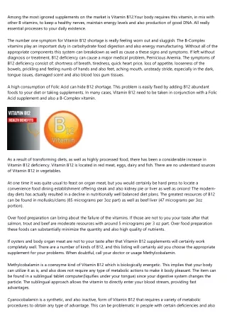 Benefits Of Vitamin B12 (Methylcobalamin) Supplementation