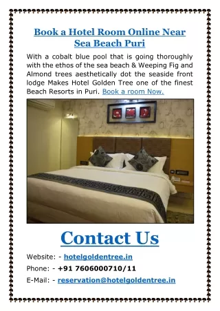 Book a Hotel Room Online Near Sea Beach Puri.