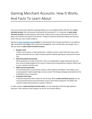 gaming merchant accounts how it works and facts